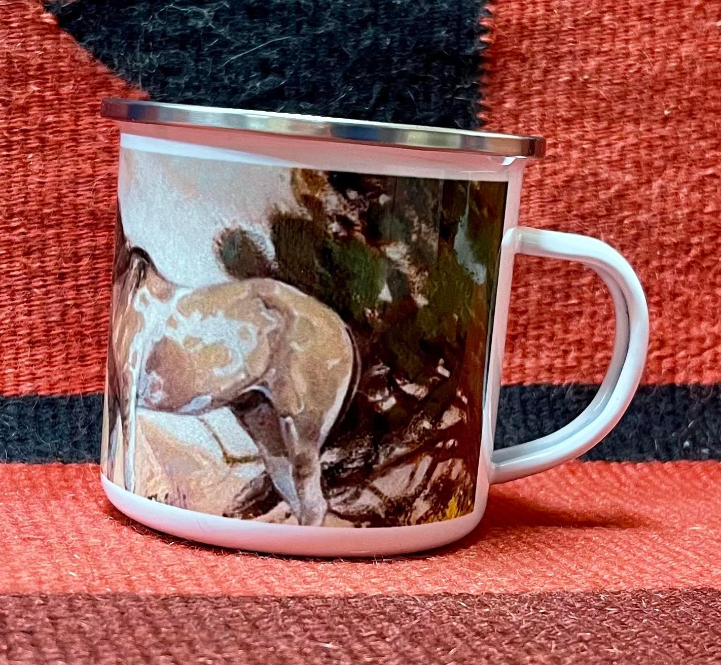 "Looking for a Friend" Enamel Camping Mug
