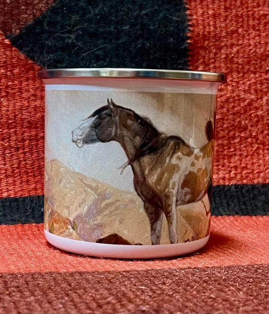 "Looking for a Friend" Enamel Camping Mug